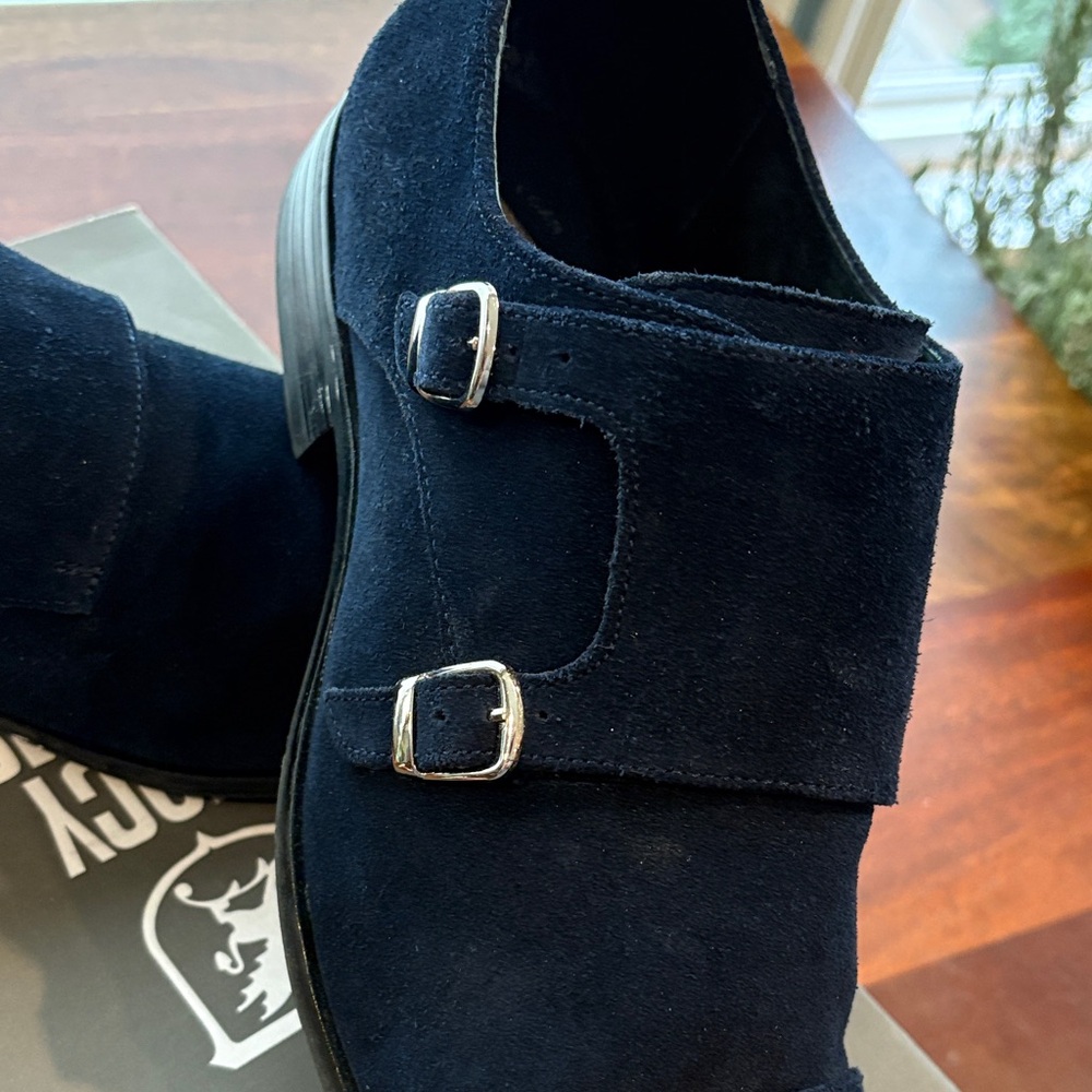 Stacy Adams Men's Navy Suede Oxfords - Picture 3 of 8